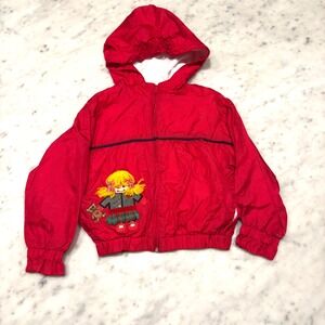 Copper Key Red Hooded Jacket Doll Applique Windbreaker Kids Size 3T